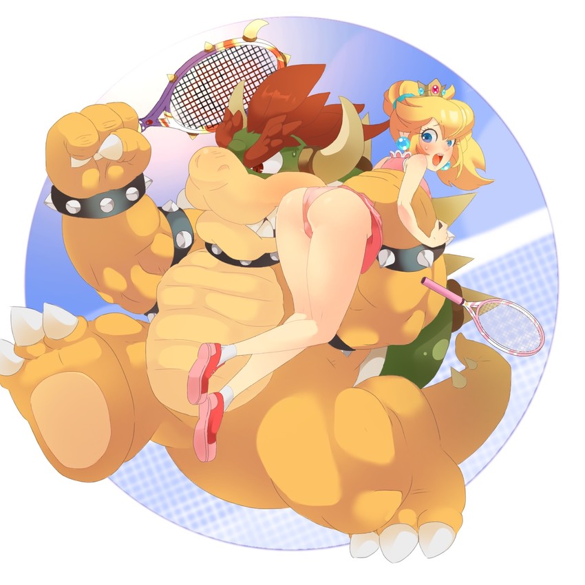 princess peach and bowser (mario and 2 more) drawn by zabumaku