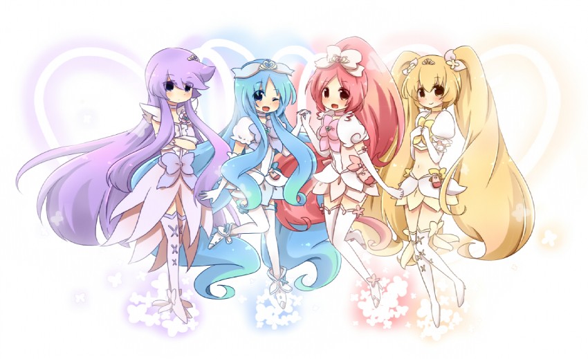 kurumi erika, hanasaki tsubomi, tsukikage yuri, myoudouin itsuki, cure marine, and 3 more (precure and 1 more) drawn by kofa_(ikyurima)