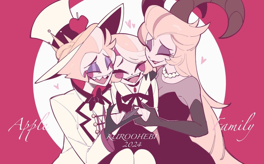 lucifer morningstar, charlie morningstar, and lilith (hazbin hotel) drawn by heiwei_she_xiong