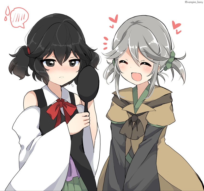 enraku tsubakura and houlen yabusame (len'en) drawn by ougi_hina