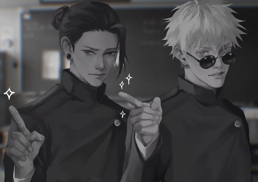 gojou satoru and getou suguru (jujutsu kaisen) drawn by 3aem