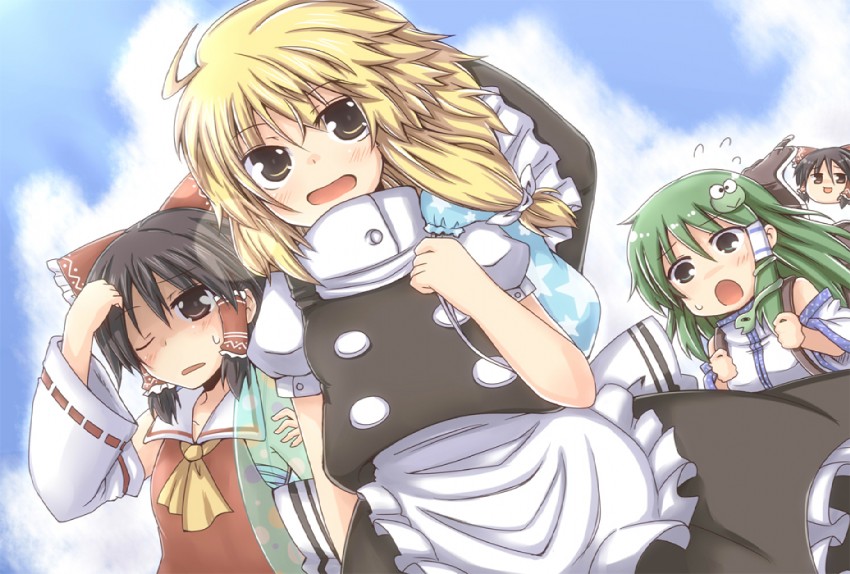 hakurei reimu, kirisame marisa, and kochiya sanae (touhou) drawn by lockheart