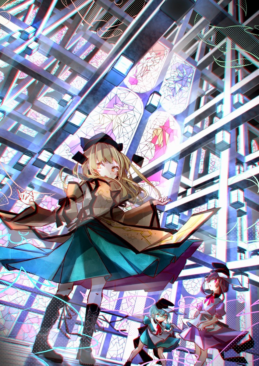 matara okina, nishida satono, and teireida mai (touhou) drawn by arawara