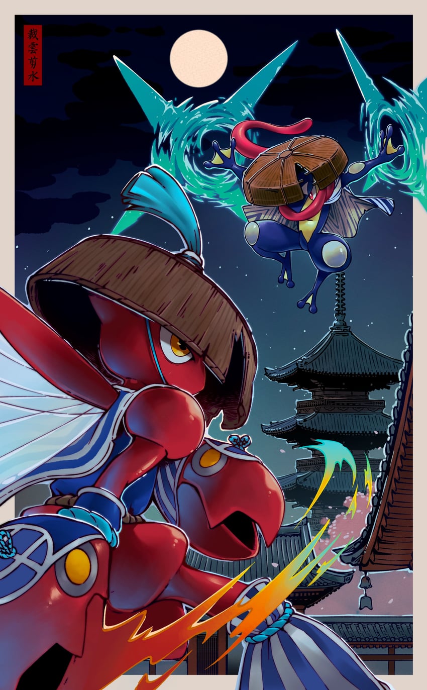 greninja and scizor (pokemon and 1 more) drawn by saury_dog