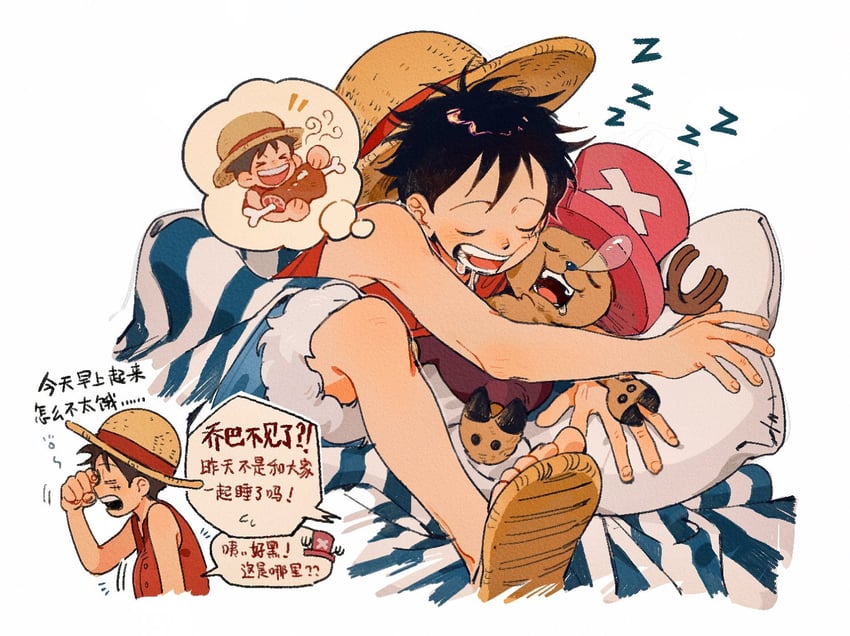 monkey d. luffy and tony tony chopper (one piece) drawn by qwwwwww48423