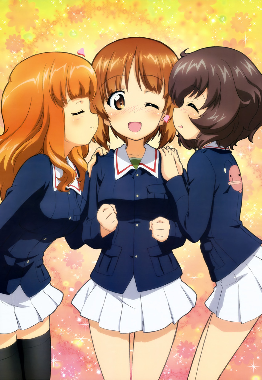 nishizumi miho, akiyama yukari, and takebe saori (girls und panzer and 1 more) drawn by sugimoto_isao