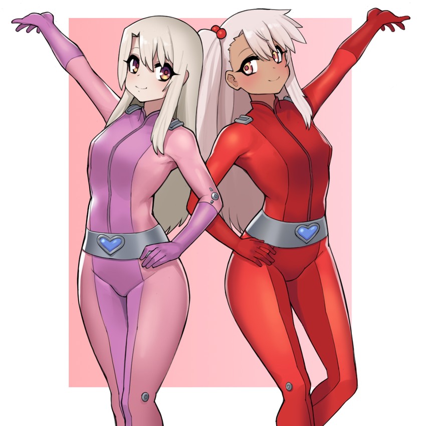 illyasviel von einzbern, chloe von einzbern, and clover (fate and 2 more) drawn by donburi_(donburikazoku)