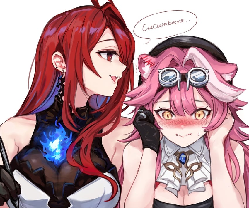 raora panthera and elizabeth rose bloodflame (hololive and 1 more) drawn by yuuyu_(777)