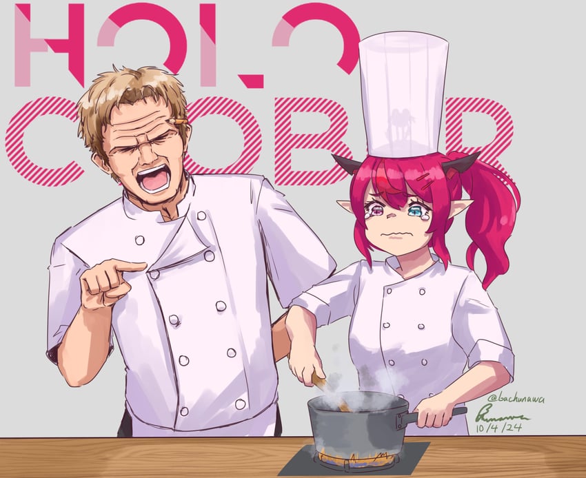 hakos baelz, irys, halloween baelz, and gordon ramsay (hololive and 3 more) drawn by bachunawa