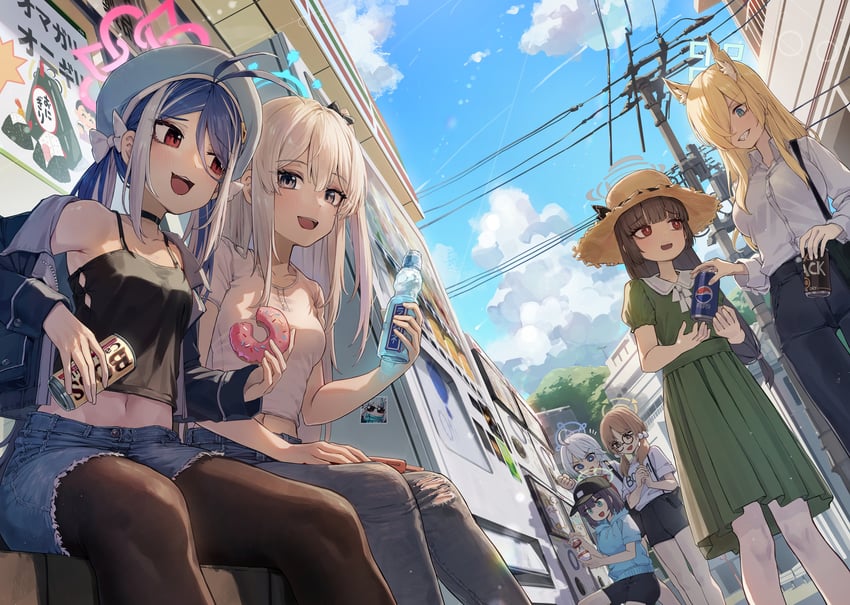 kanna, miyu, miyako, saki, fubuki, and 2 more (blue archive and 2 more) drawn by kokukyukeo