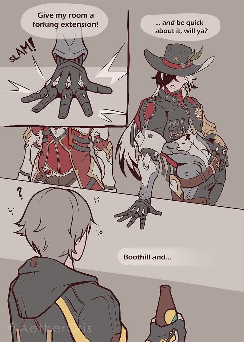 trailblazer, caelus, boothill, and argenti (honkai and 1 more) drawn by aetheroris