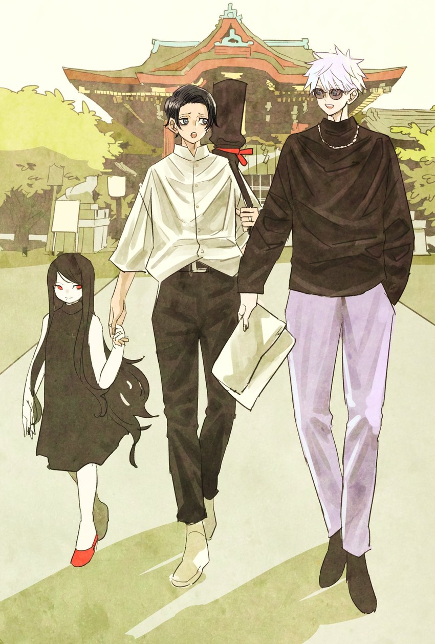 gojou satoru, okkotsu yuuta, and orimoto rika (jujutsu kaisen) drawn by takeuchi_ryousuke