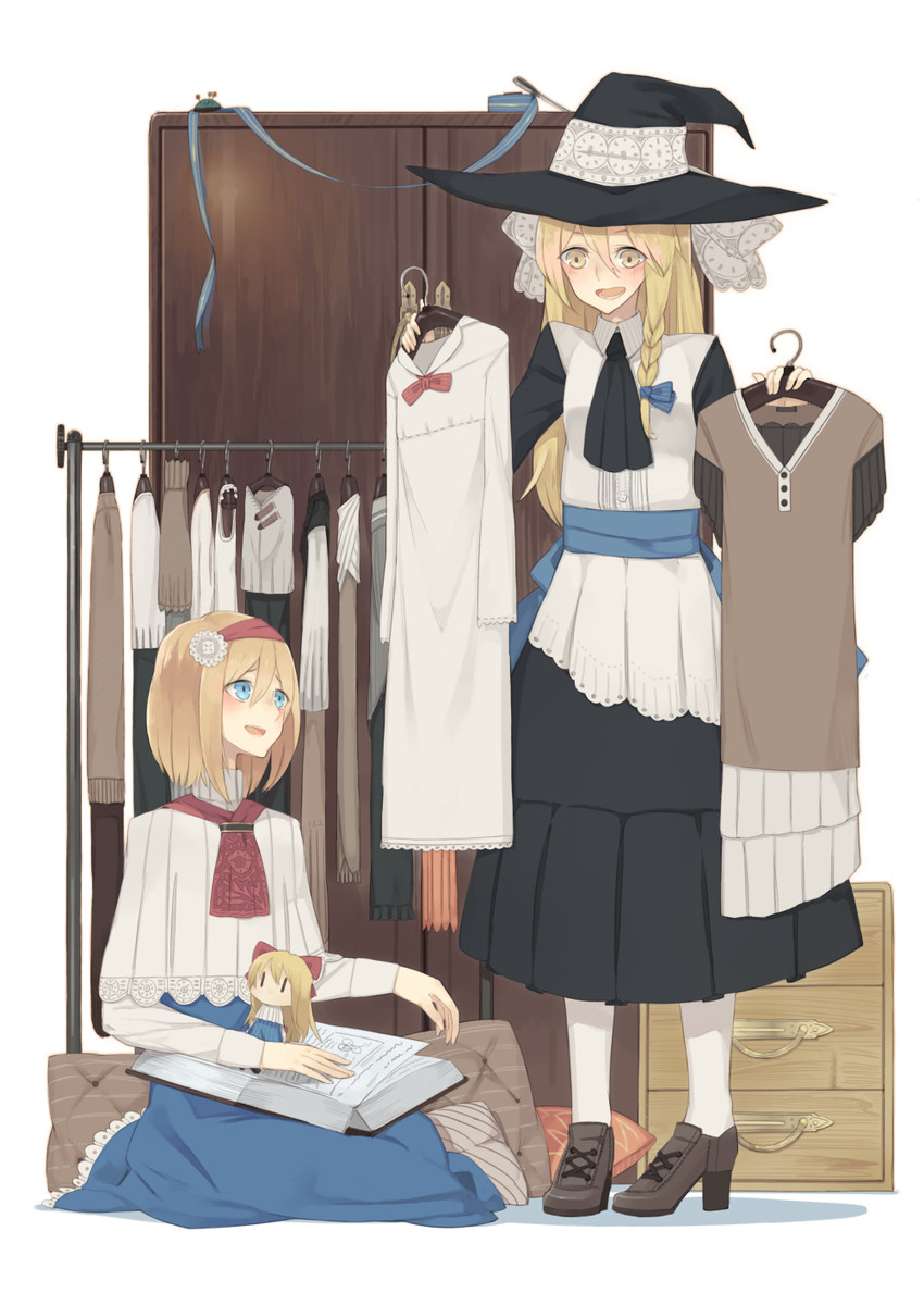 kirisame marisa, alice margatroid, and shanghai doll (touhou) drawn by hayashi_kewi