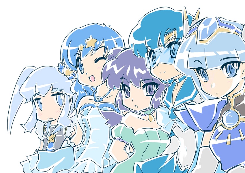 mizuno ami, sailor mercury, shirayuki hime, cure princess, ryuuzaki umi, and 3 more (precure and 5 more) drawn by okuri_ookami