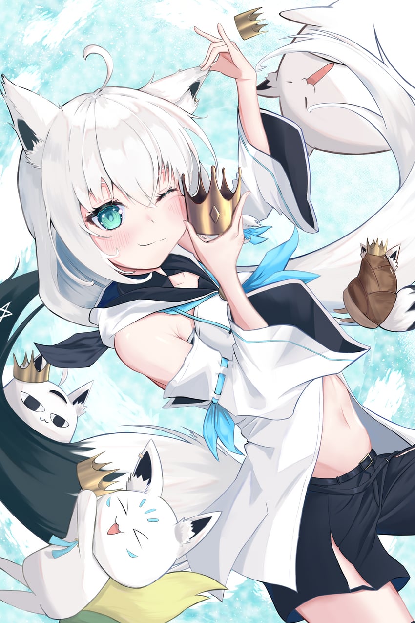 shirakami fubuki, sukonbu, miteiru, oruyanke, and fubuzilla (hololive) drawn by ponzakuro0116