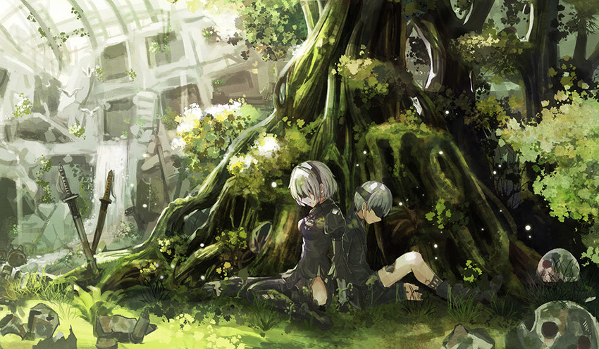 2b and 9s (nier and 1 more) drawn by akatsukiame