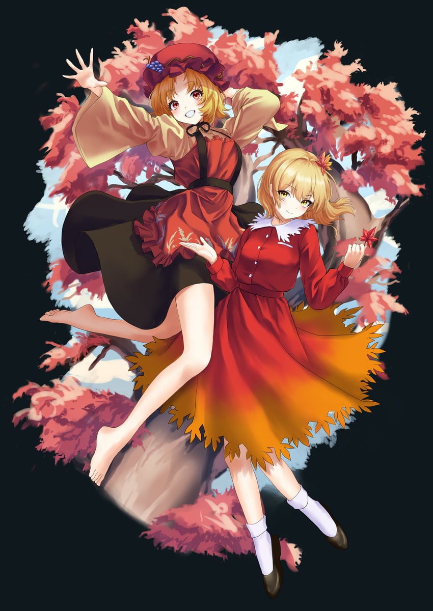 aki minoriko and aki shizuha (touhou) drawn by hayaten