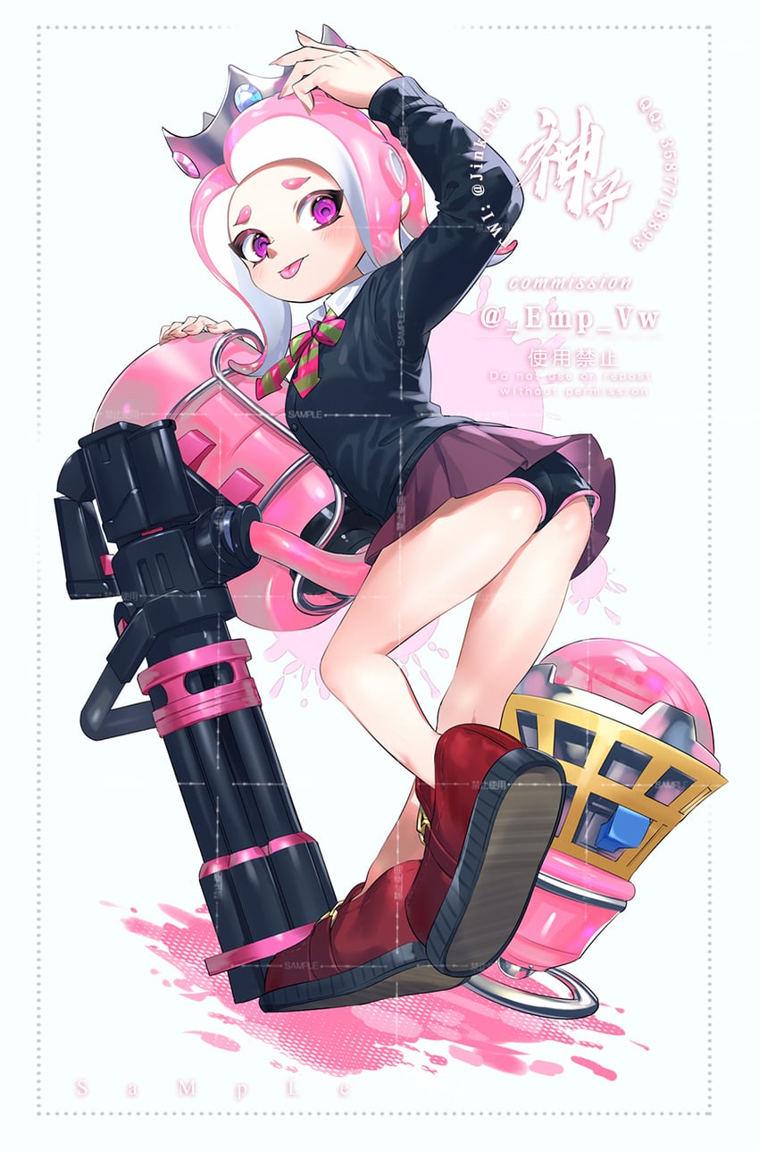 octoling player character and octoling girl (splatoon) drawn by jinkoika