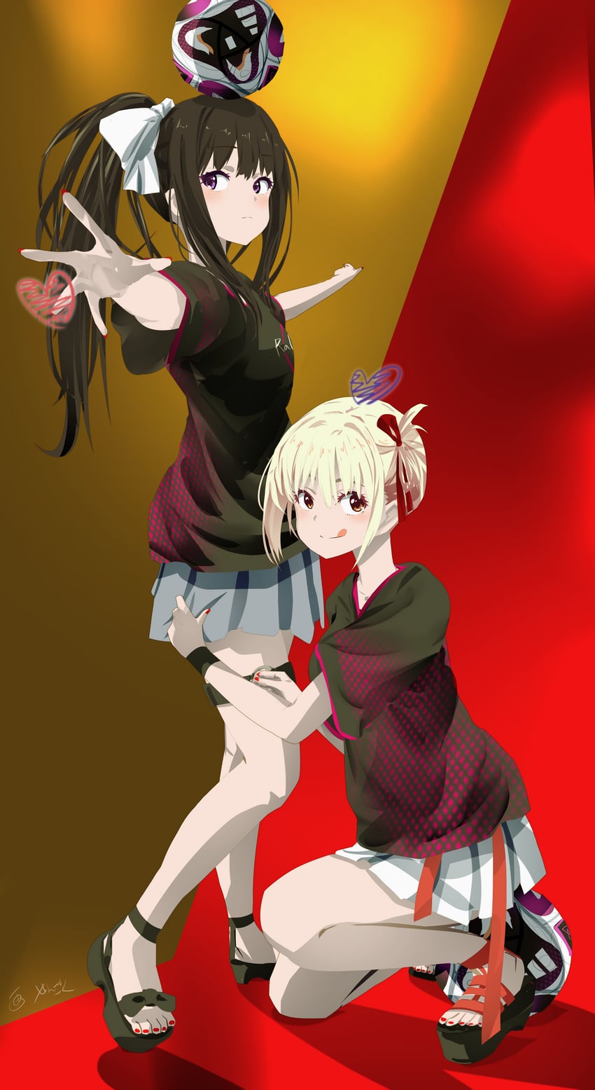 nishikigi chisato and inoue takina (lycoris recoil and 1 more) drawn by sengoku_chidori