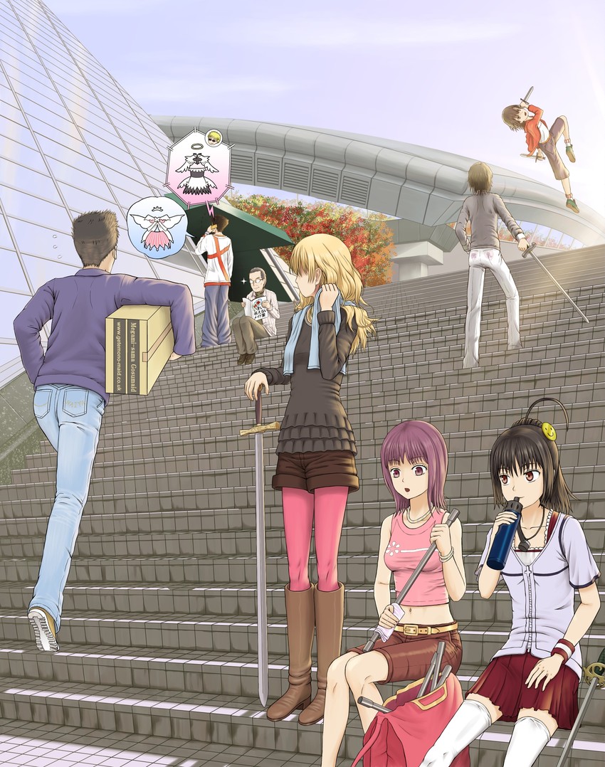 tsuchimikado motoharu, itsuwa, tatemiya saiji, tsushima, ushibuka, and 4 more (toaru majutsu no index and 1 more) drawn by yubari_rumoi