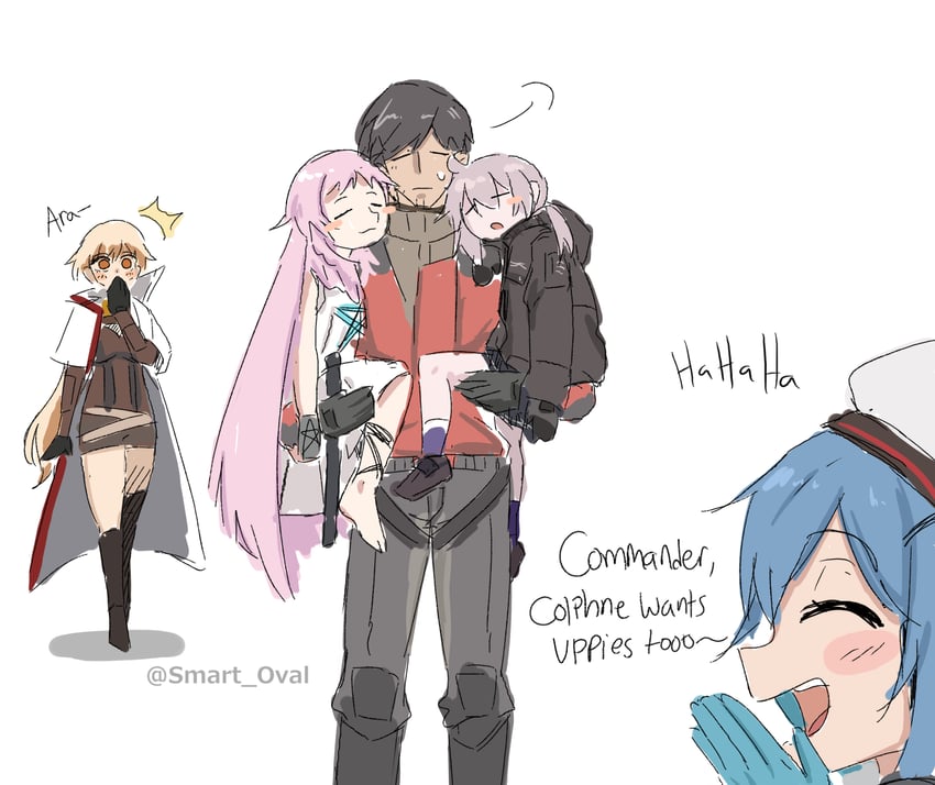 commander, m200, ots-14, groza, colphne, and 1 more (girls' frontline and 1 more) drawn by smart_oval