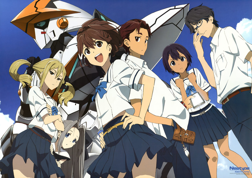 senomiya akiho, koujiro frau, yashio kaito, yukifune airi, daitoku junna, and 2 more (newtype and 1 more) drawn by nagura_satoshi