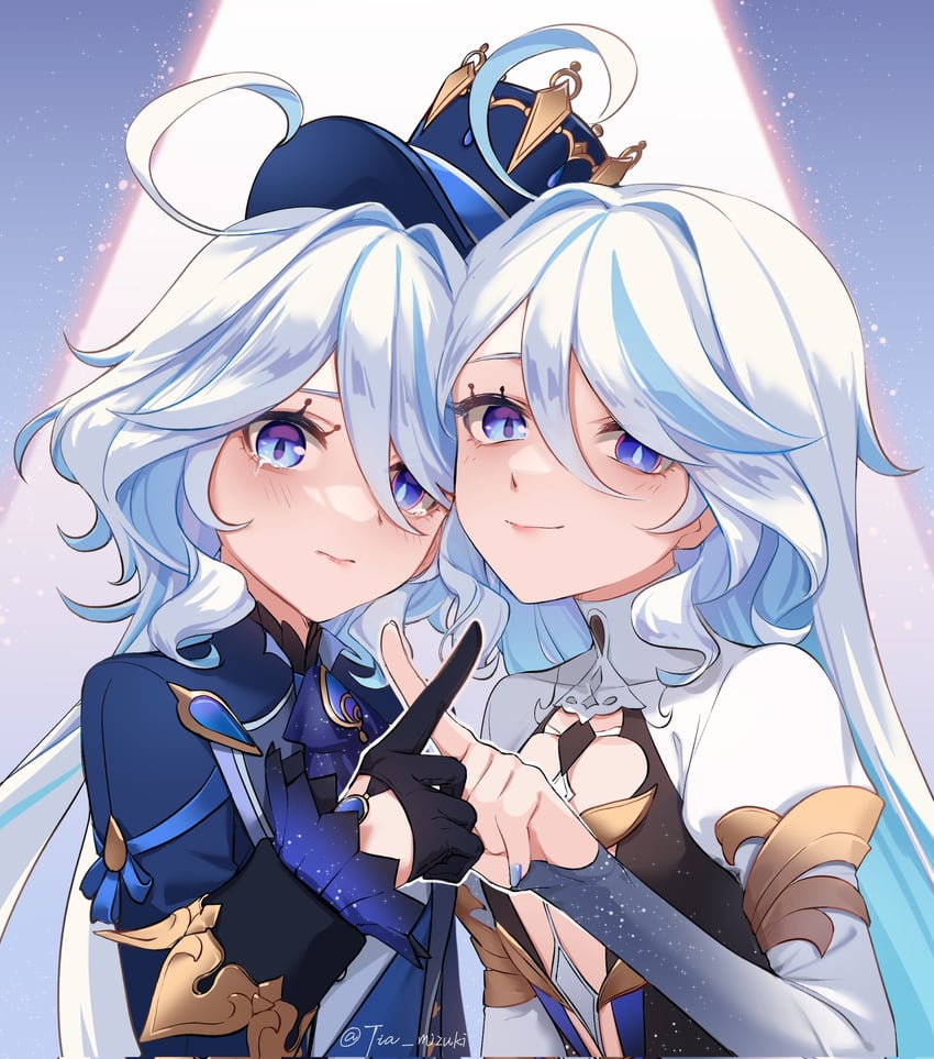 furina and focalors (genshin impact) drawn by tia_mizuki