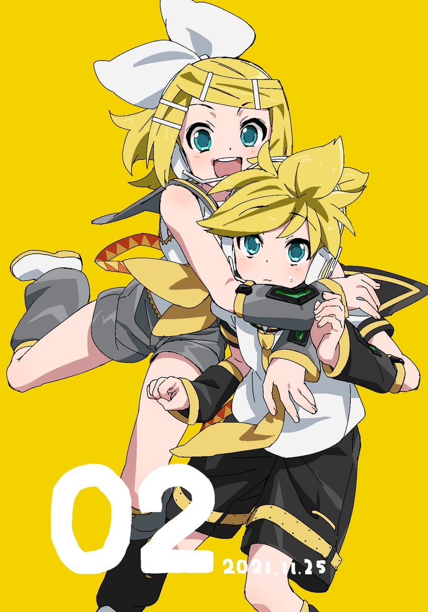 kagamine rin and kagamine len (vocaloid) drawn by satou_asuka