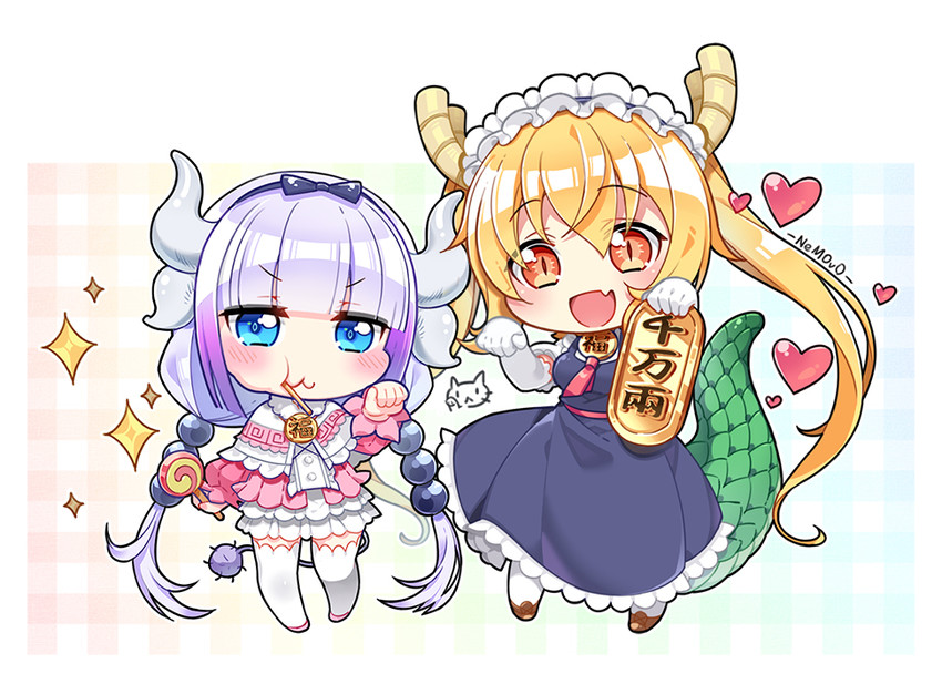 kanna kamui and tohru (kobayashi-san chi no maidragon) drawn by nemovo