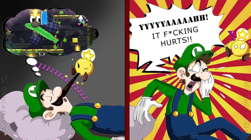 luigi and starlow (mario and 2 more) drawn by daisy_akimbo