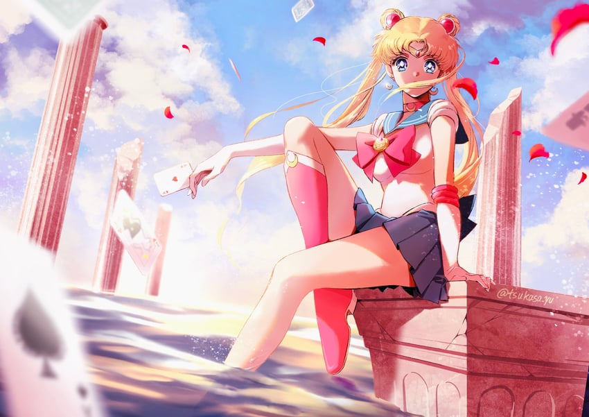 tsukino usagi and sailor moon (bishoujo senshi sailor moon) drawn by karasa_(tsukasa_yu)