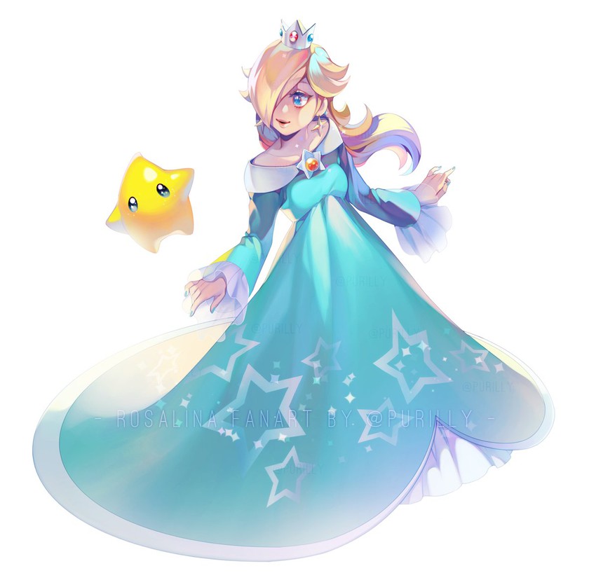 rosalina and luma (mario and 1 more) drawn by purii
