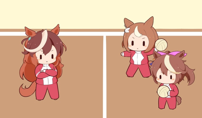 tokai teio, symboli rudolf, and tsurumaru tsuyoshi (umamusume and 1 more) drawn by gomashio_(goma_feet)