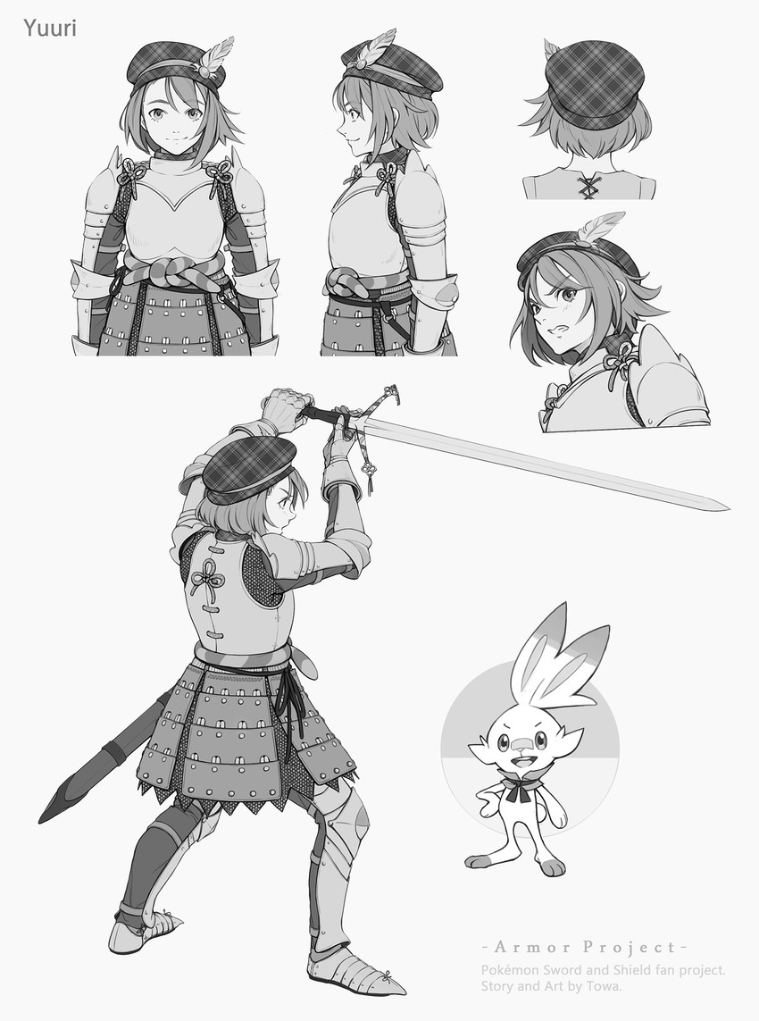 gloria and scorbunny (pokemon and 1 more) drawn by kazuko_(towa)