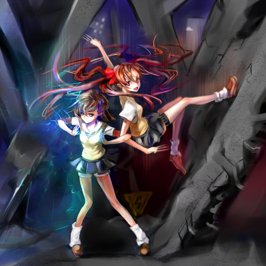 misaka mikoto and shirai kuroko (toaru majutsu no index and 1 more) drawn by ikusa_sora