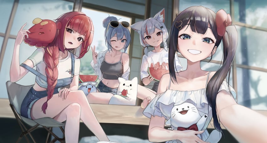 akane lize, shirayuki hina, neneko mashiro, arahashi tabi, pienna, and 3 more (stellive) drawn by laza_(0ldsong)