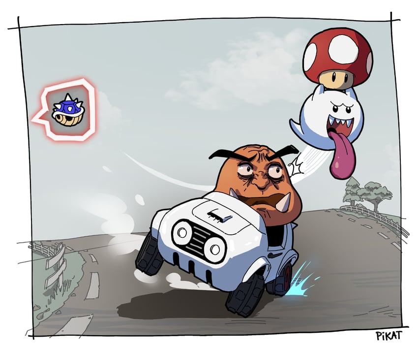 boo and goomba (mario and 2 more) drawn by pikat