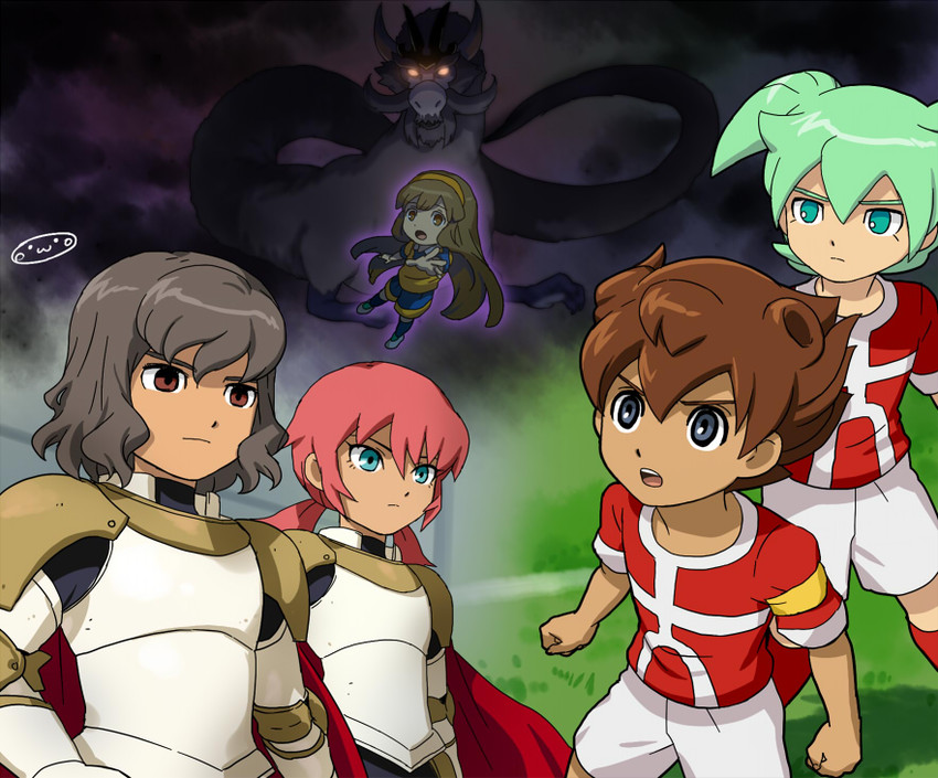 kirino ranmaru, shindou takuto, matsukaze tenma, fei rune, nanobana kinako, and 1 more (inazuma eleven and 2 more) drawn by mizuhara_aki