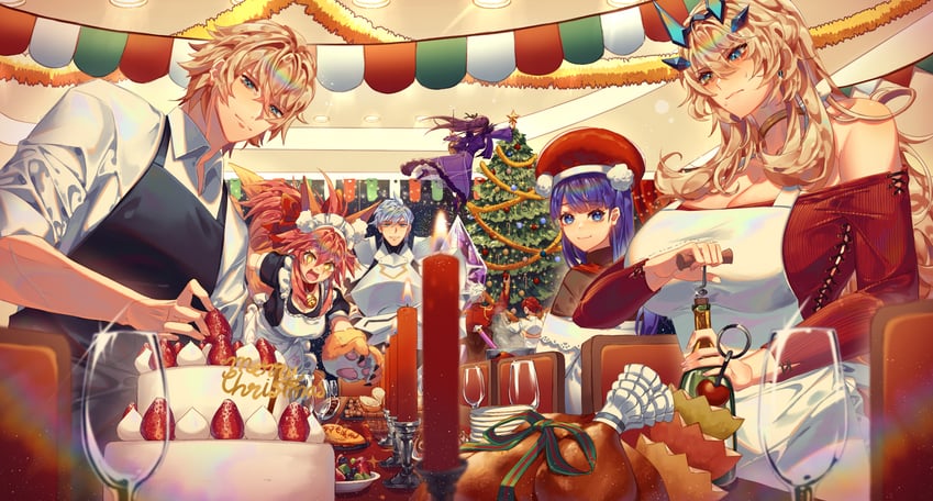 tamamo, scathach, tamamo cat, barghest, scathach skadi, and 3 more (fate and 1 more) drawn by kikan_(kikanoe)