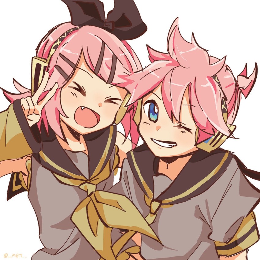 kagamine rin, kagamine len, and megurine luka (vocaloid) drawn by m0ti