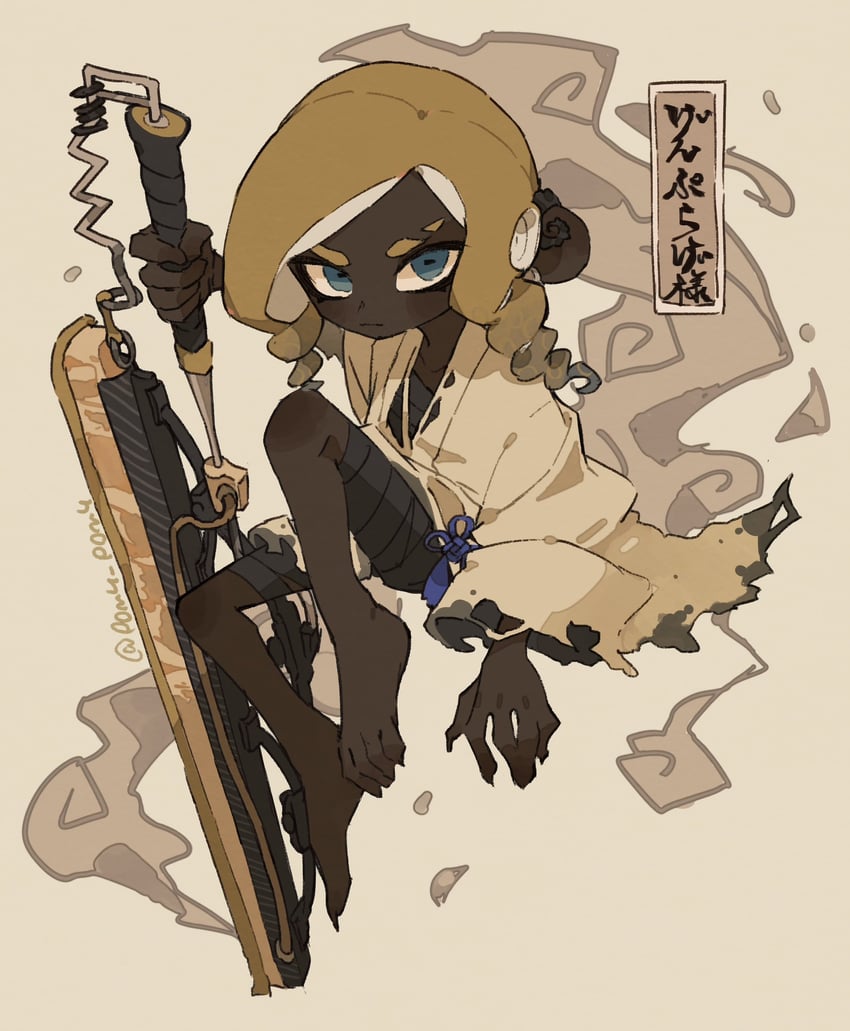 octoling player character and octoling girl (splatoon and 1 more) drawn by p0m4_p0m4