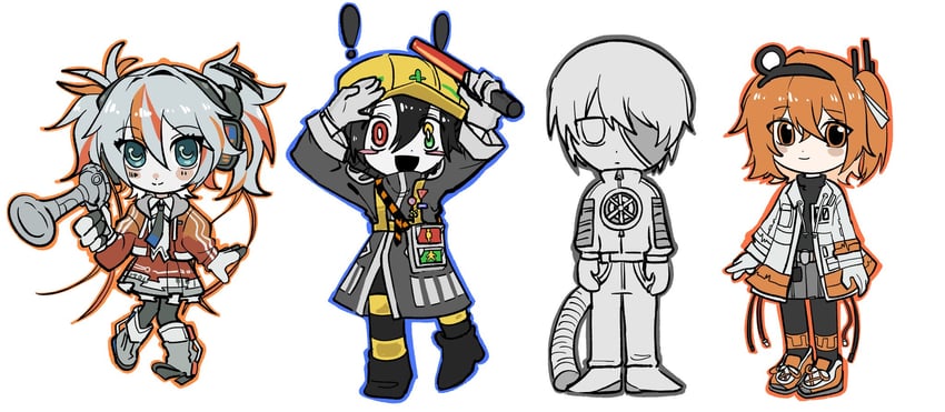adachi rei, denka shaa, michishirube kiro, and haikine kalala (utau and 1 more) drawn by funa_(paper_67)