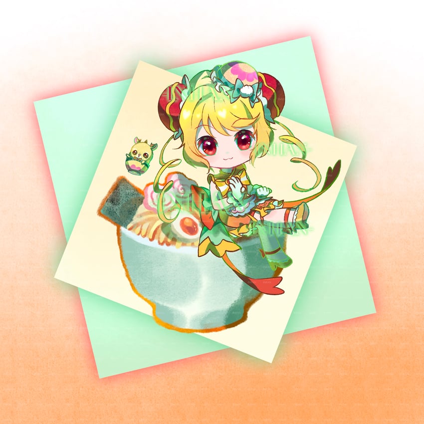hanamichi ran, cure yum-yum, and mem-mem (precure and 1 more) drawn by inhan