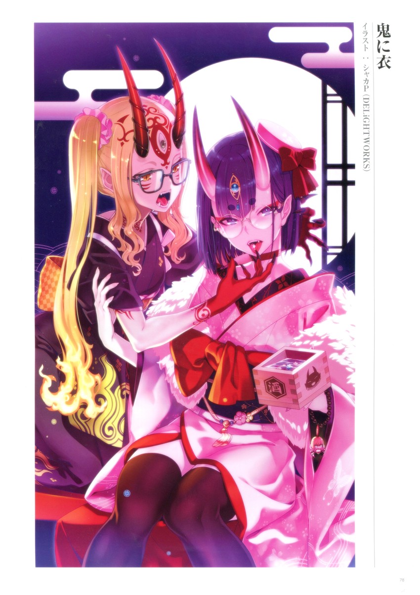 sakata kintoki, shuten douji, and ibaraki douji (fate and 1 more) drawn by shaka_p
