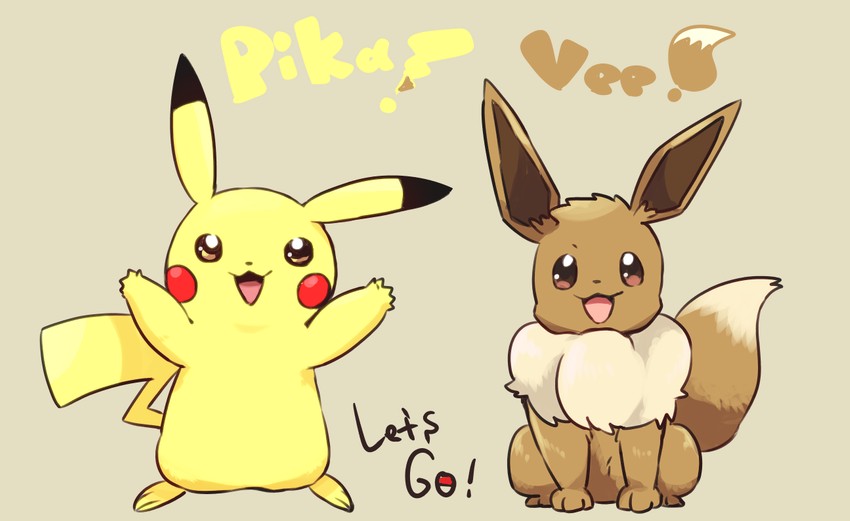 pikachu and eevee (pokemon and 1 more) drawn by mizuto_(o96ap)