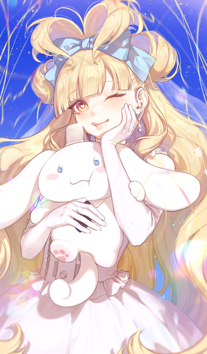 cinnamoroll and mayu (vocaloid and 2 more) drawn by gootai