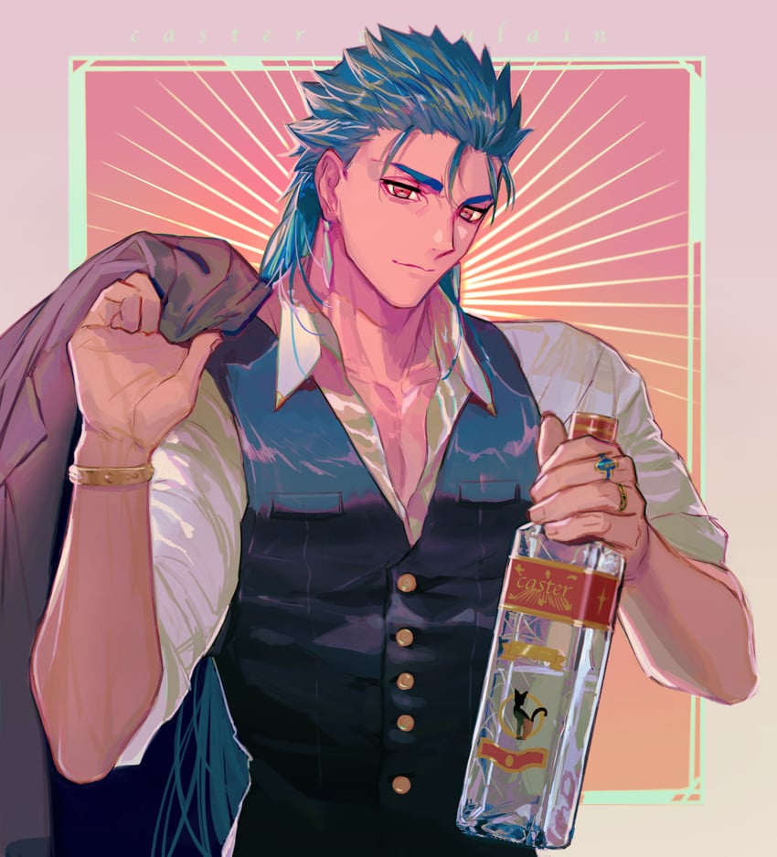 cu chulainn (fate and 1 more) drawn by baragi