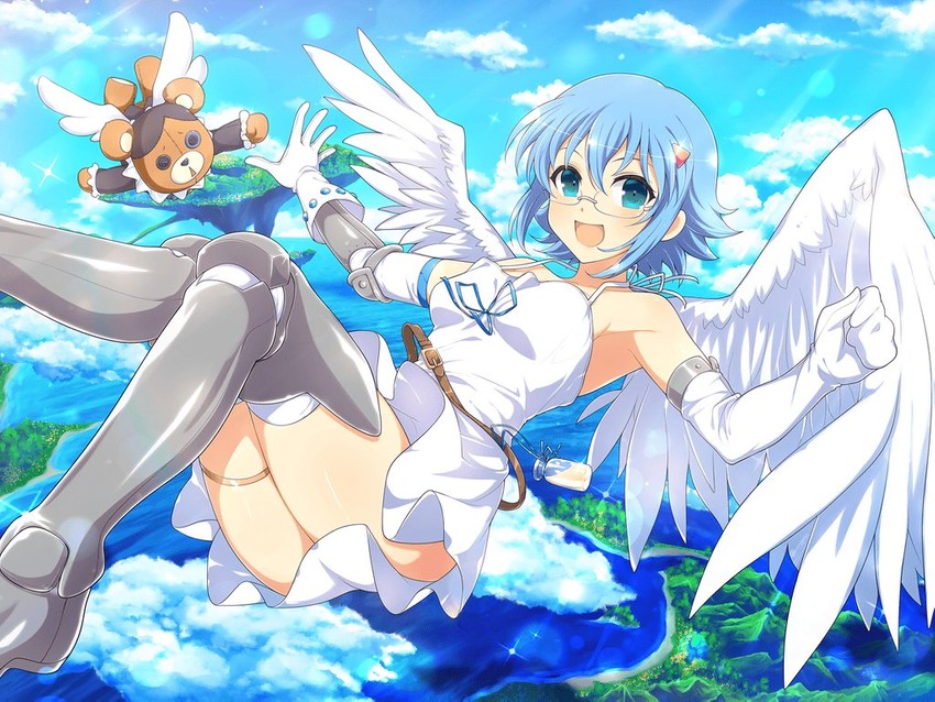 nanael, angel of light nanael, ranmaru, and kumapooh (senran kagura and 3 more) drawn by yaegashi_nan