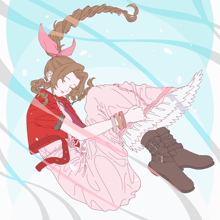 aerith gainsborough (final fantasy and 3 more) drawn by zoi_planet