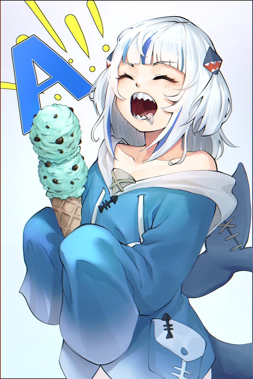 gawr gura (hololive and 1 more) drawn by netural